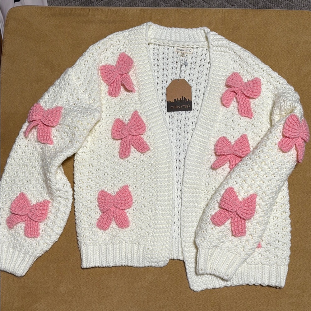 Pomelo White Cardigan with Pink Bows NWT